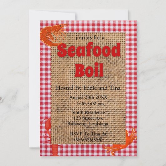 Uitnodigingen van de partij Seafood Boil (Voorkant)