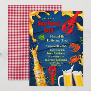 Uitnodigingen van de partij Seafood Boil en Beer