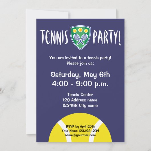 Uitnodigingen van de partij Tennis | uitnodigingen (Voorkant)
