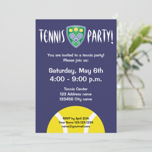 Uitnodigingen van de partij Tennis | uitnodigingen (Staand voorkant)