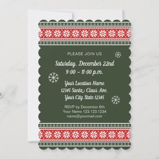 Uitnodigingen van de partij 'Ugly kerstSweater' (Achterkant)