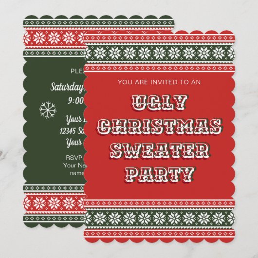 Uitnodigingen van de partij 'Ugly kerstSweater' (Voorkant / Achterkant)