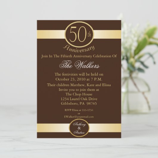 Uitnodigingen van de partij van de 50e Jubileum in (Staand voorkant)