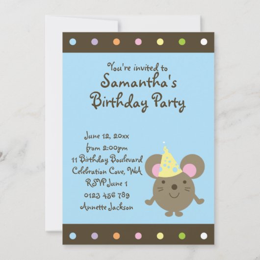 Uitnodigingen van de  Partij van de Mouse van de D (Achterkant)