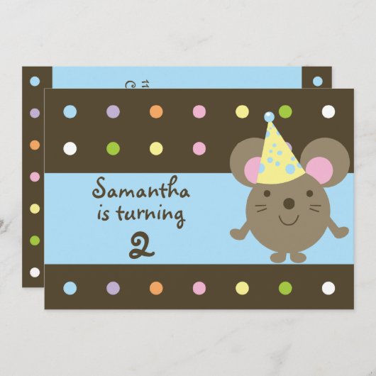 Uitnodigingen van de  Partij van de Mouse van de D (Voorkant / Achterkant)