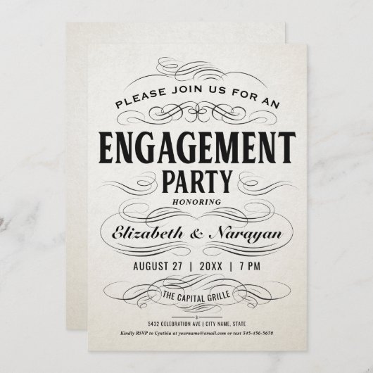 Uitnodigingen van de Partij van de Overeenkomst  S (Voorkant / Achterkant)