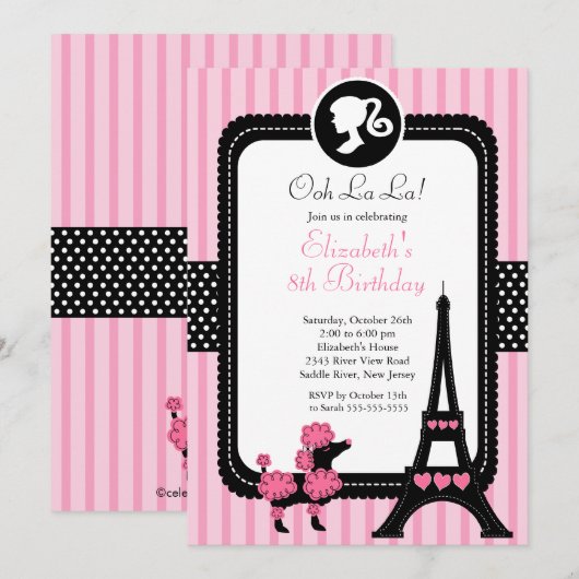 Uitnodigingen van de Partij van de Partij van de D (Voorkant / Achterkant)