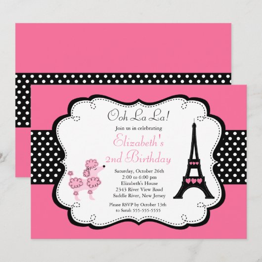 Uitnodigingen van de Partij van de Partij van de D (Voorkant / Achterkant)