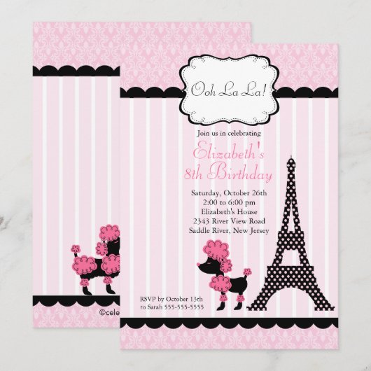 Uitnodigingen van de Partij van de Partij van de D (Voorkant / Achterkant)