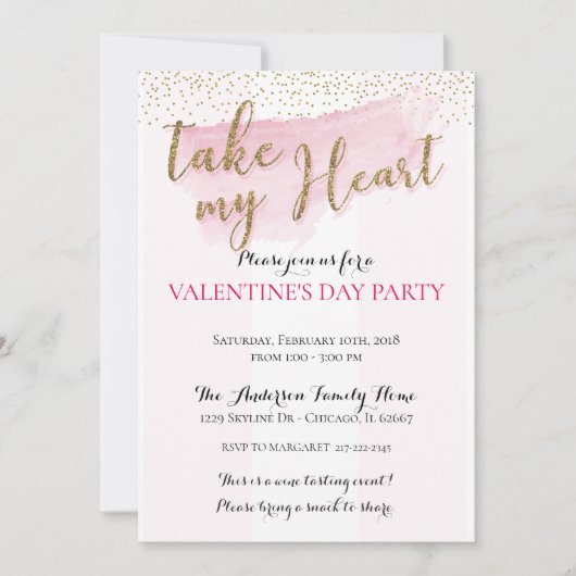 Uitnodigingen van de partij van de Valentijnse wat (Voorkant)