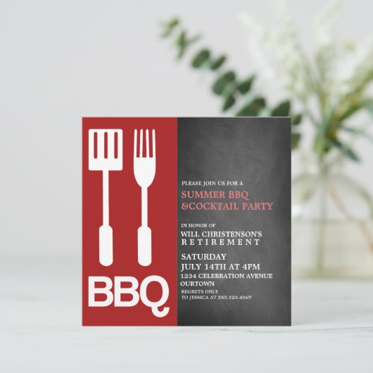 Uitnodigingen van de Partij van de Zomer BBQ (Staand voorkant)