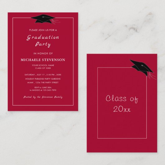 Uitnodigingen van de Partij van het Afstudeerder v (Voorkant / Achterkant)