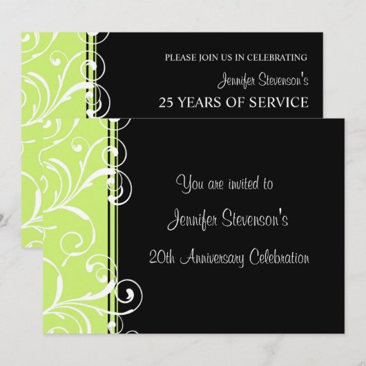 Uitnodigingen van de Partij van het Jubileum van d (Voorkant / Achterkant)