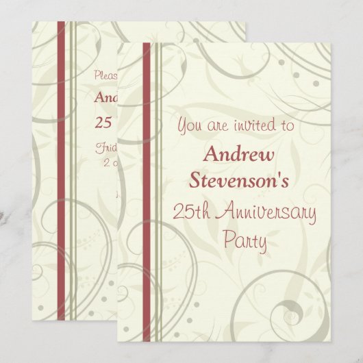 Uitnodigingen van de Partij van het Jubileum van d (Voorkant / Achterkant)