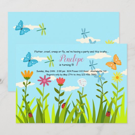 Uitnodigingen van de partij van het voorjaar van d (Voorkant / Achterkant)