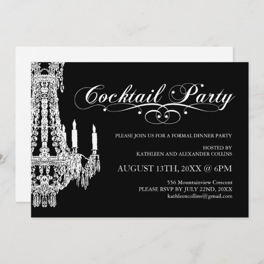 Uitnodigingen van de Partij van het Zwart-wit (Voorkant / Achterkant)