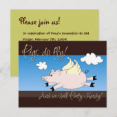 Uitnodigingen van de partij Vliegende varkens (Voorkant / Achterkant)