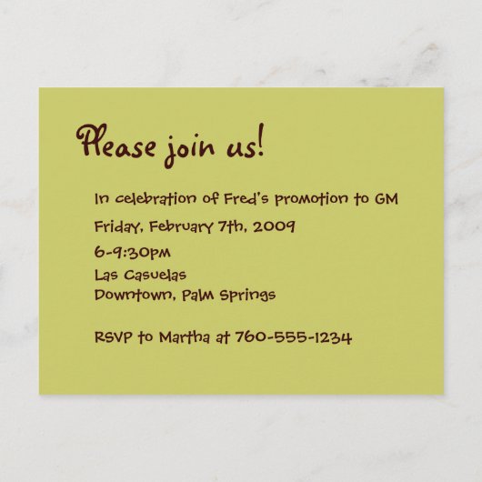 Uitnodigingen van de partij Vliegende varkens (Achterkant)