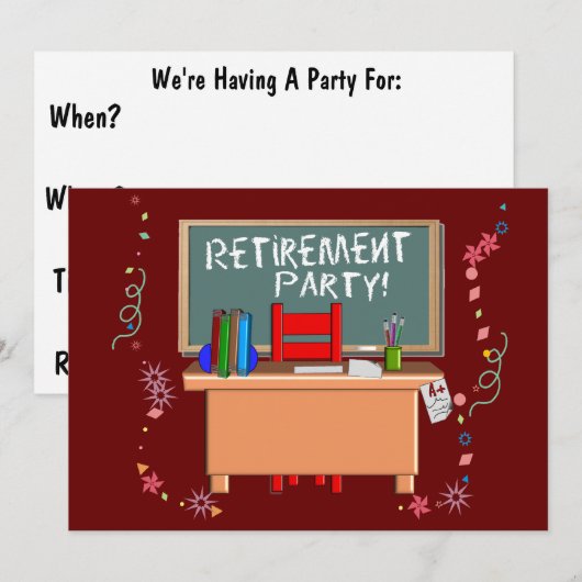 Uitnodigingen van de Partij voor Pensionering van  (Voorkant / Achterkant)