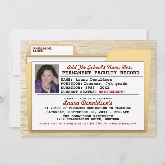 Uitnodigingen van de Partij voor pensionering van  (Voorkant)