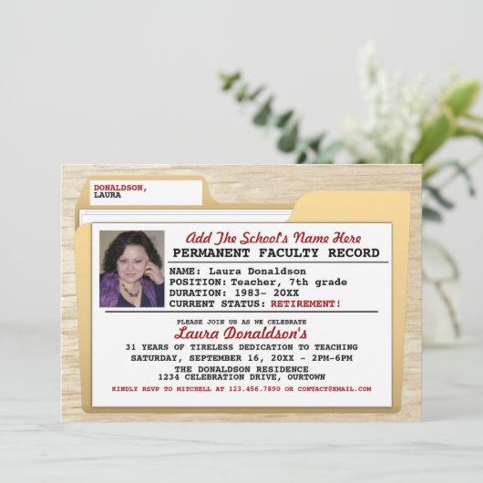 Uitnodigingen van de Partij voor pensionering van  (Staand voorkant)