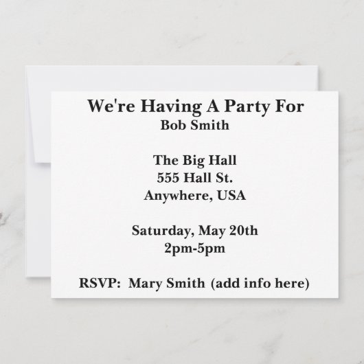 Uitnodigingen van de Partij voor Pensionering van (Achterkant)