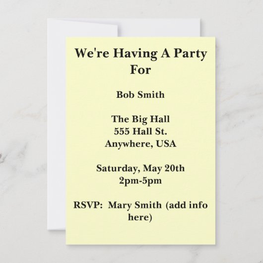 Uitnodigingen van de Partij voor Pensionering van  (Achterkant)