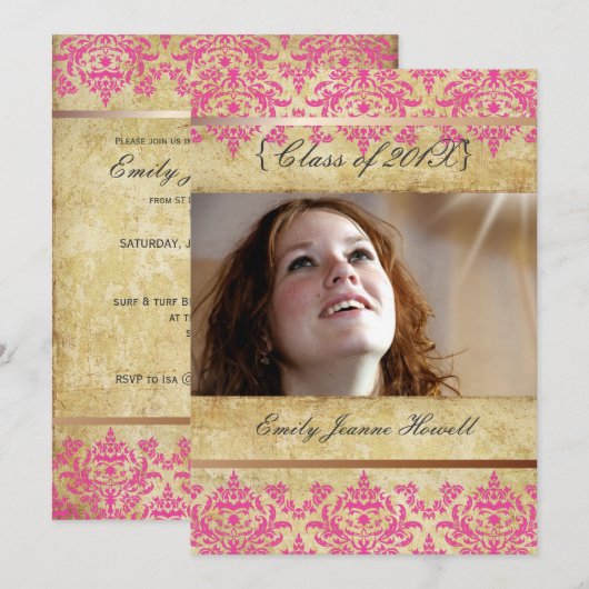 Uitnodigingen van de partij voor schade/Afstudere (Voorkant / Achterkant)