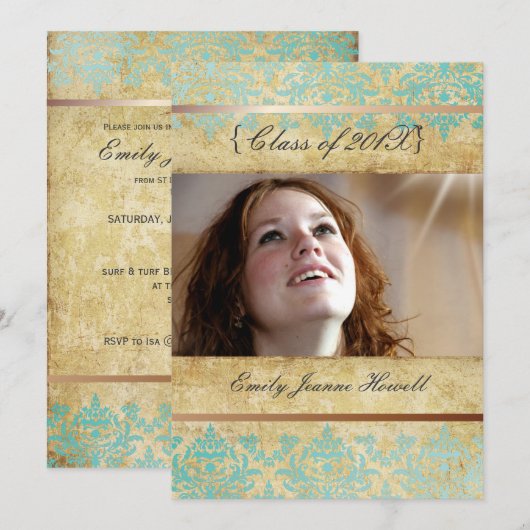 Uitnodigingen van de  partij voor schade/Afstudere (Voorkant / Achterkant)