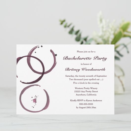 Uitnodigingen van de partij Wine Stain Vineyard Ba (Staand voorkant)