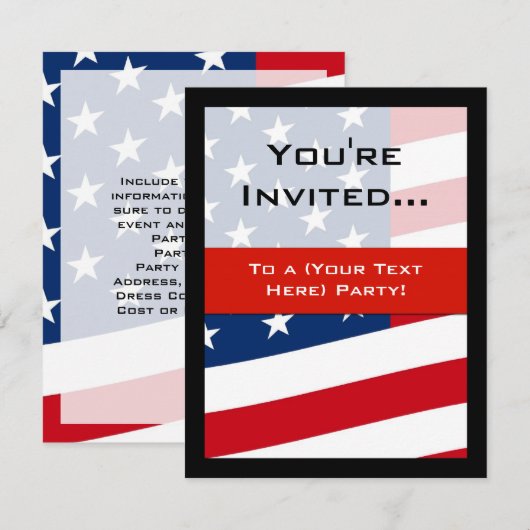 Uitnodigingen van de Patriottische Amerikaanse Vla (Voorkant / Achterkant)