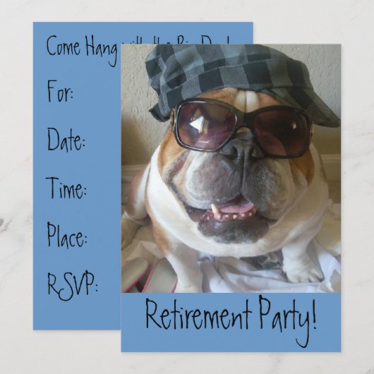 Uitnodigingen van de Pensioenpartij Engelse Bulldo (Voorkant / Achterkant)