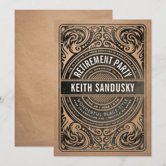 Uitnodigingen van de Pensioenpartij Rustic Kraft B (Voorkant / Achterkant)