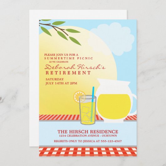Uitnodigingen van de picknick-partij bij pensioner (Voorkant / Achterkant)