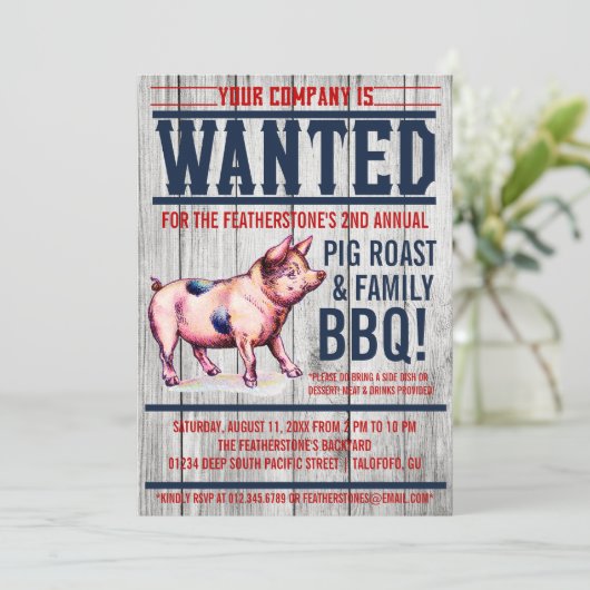 Uitnodigingen van de  Pig Roast Family BBQ (Staand voorkant)