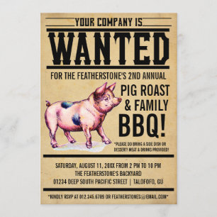 Uitnodigingen van de  Pig Roast Family BBQ
