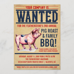 Uitnodigingen van de  Pig Roast Family BBQ