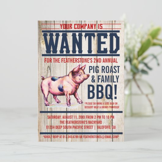 Uitnodigingen van de  Pig Roast Family BBQ (Staand voorkant)