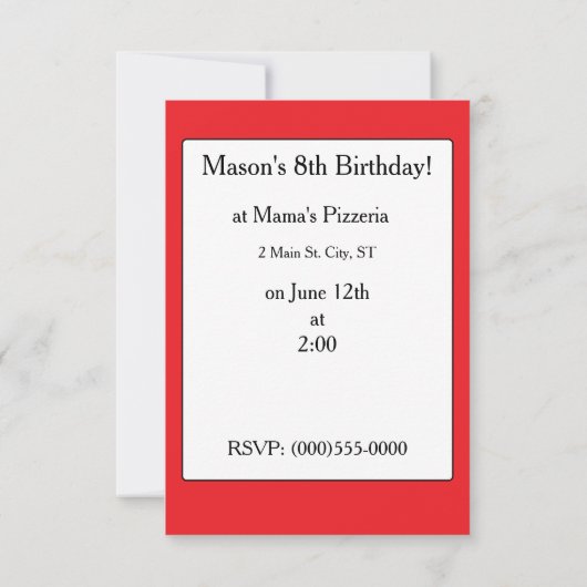 Uitnodigingen van de "Pizza Party" (Achterkant)