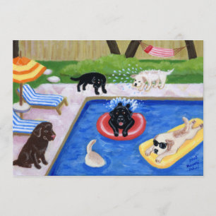 Uitnodigingen van de Pool Party Labradors Summer P