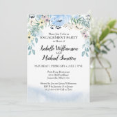 Uitnodigingen van de prachtige Blue Floral Engagem (Staand voorkant)