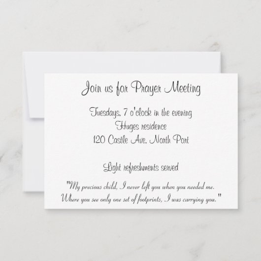 Uitnodigingen van de Prayer-bijeenkomst (Achterkant)