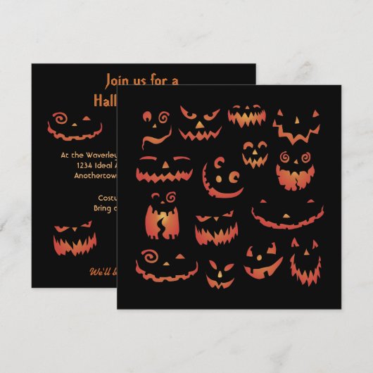Uitnodigingen van de Pumpkin Gwarende Halloween Pa (Voorkant / Achterkant)