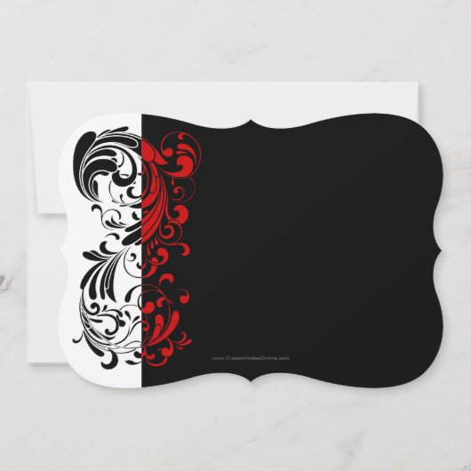 Uitnodigingen van de Red+Black Elegant Swirl Holid (Achterkant)