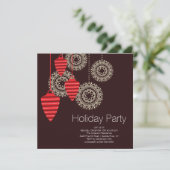 Uitnodigingen van de Retro Ornaments Holiday Party (Staand voorkant)