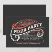 Uitnodigingen van de  Retro Pizza Partij (Voorkant / Achterkant)