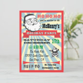 Uitnodigingen van de Retro Santa Holiday Party (Staand voorkant)