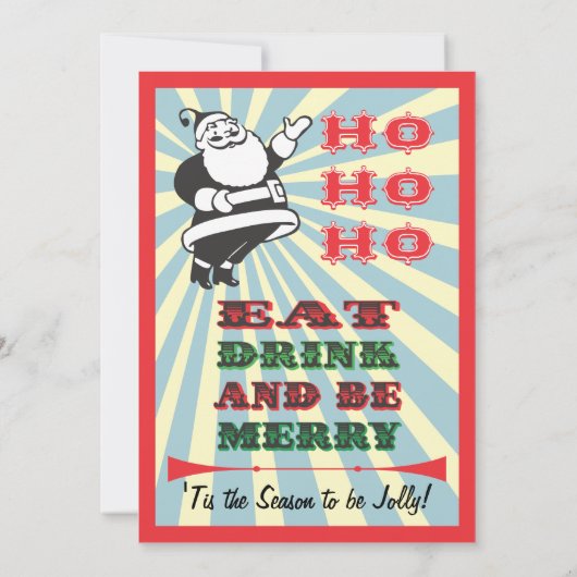 Uitnodigingen van de Retro Santa Holiday Party (Achterkant)