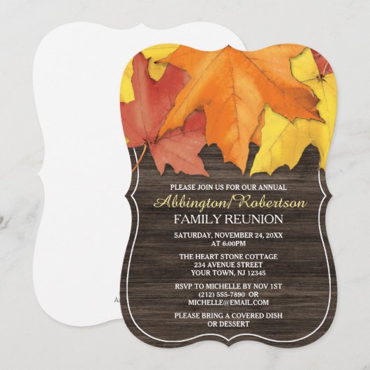 Uitnodigingen van de Reunion Reunion van de Rustic (Voorkant / Achterkant)