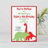 Uitnodigingen van de Rode en Groene Dinosaur Birth (Staand voorkant)
